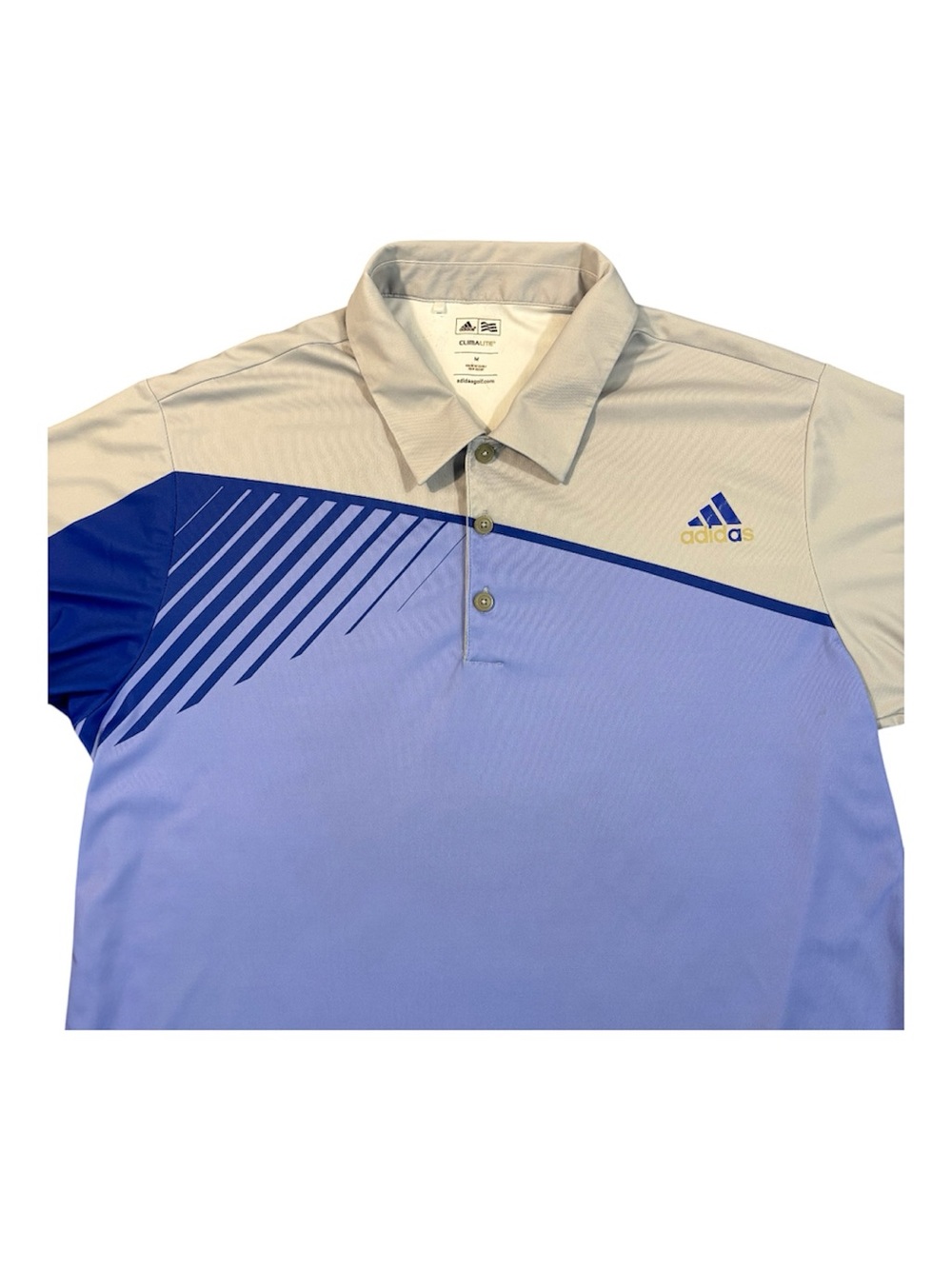 Adidas Climalite Golf Polo Shirt Mens Medium Purple Gray Tournament Club of Iowa